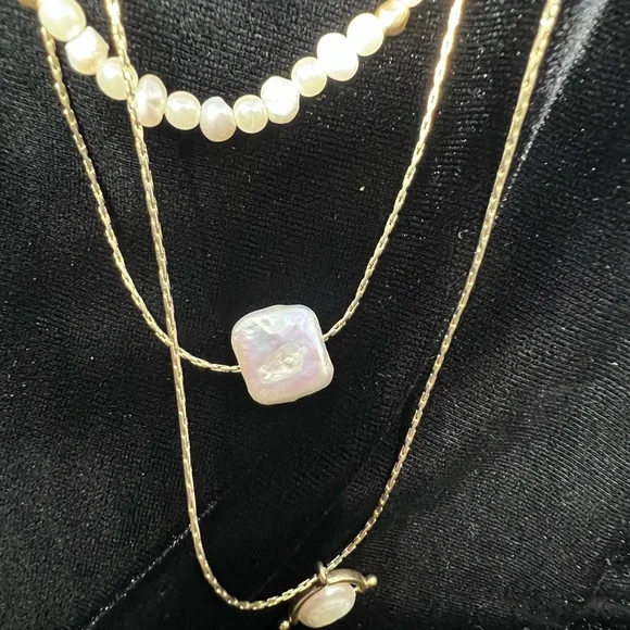 Elegant Lucky Brand 20-22” Gold bead & Pearl Necklace &bracelet set NWOT - Picture 4 of 7